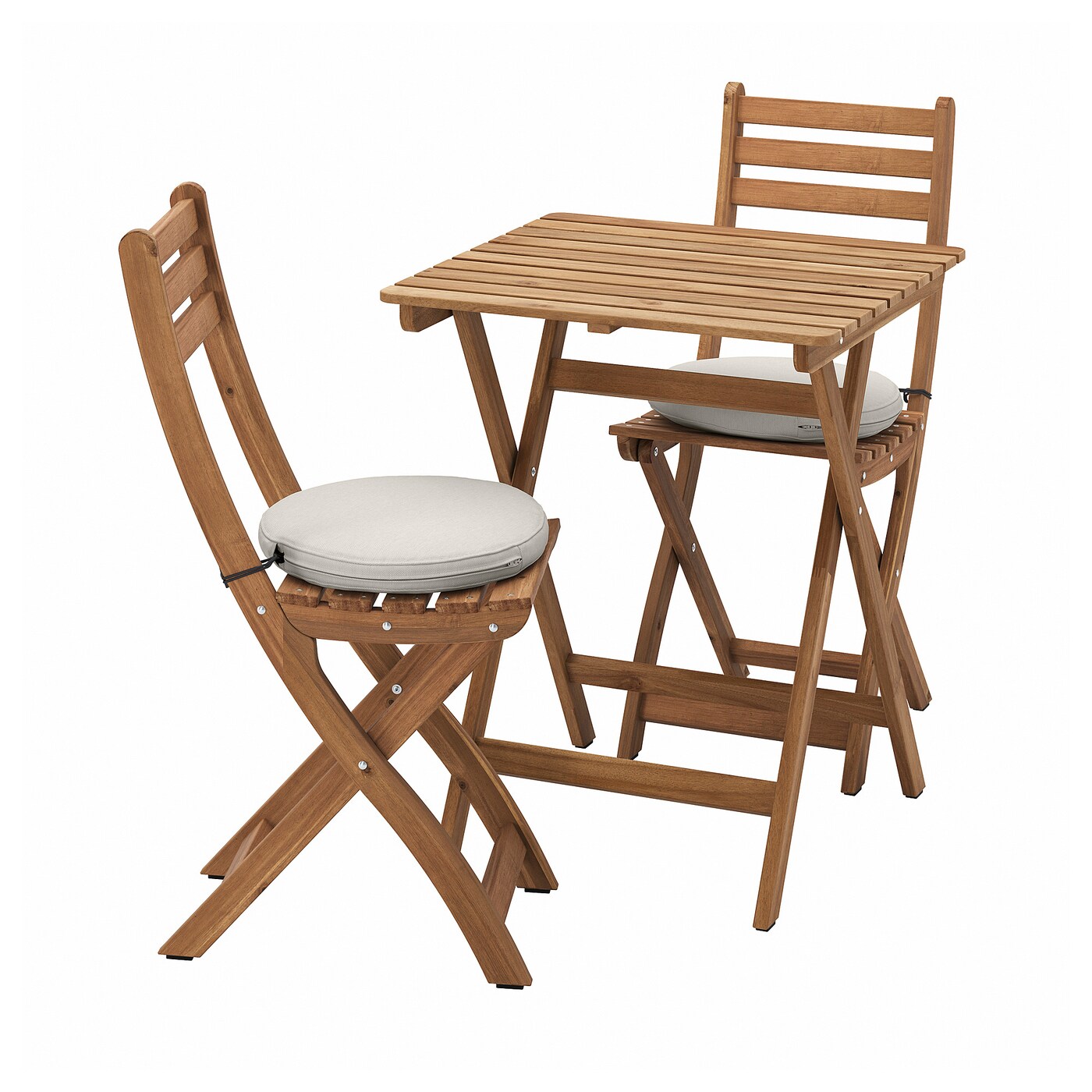 Садовый стол и 2 стула - ASKHOLMEN IKEA/ АСКХОЛЬМЕН ИКЕА,  62х60 см, коричневый