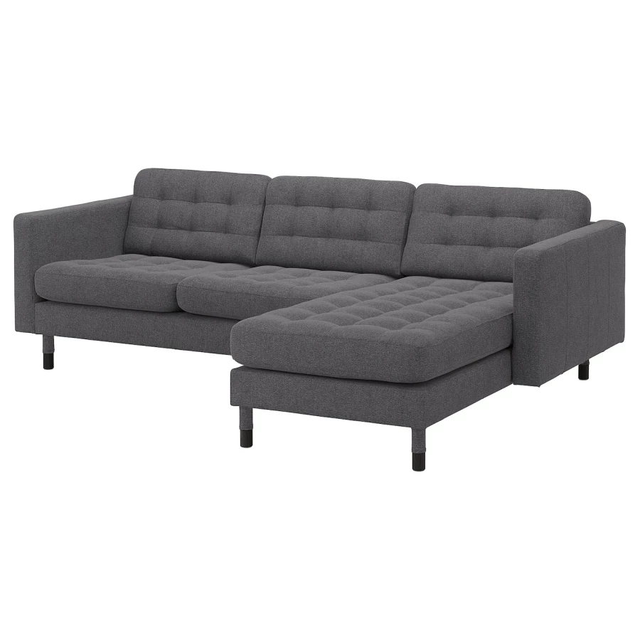 3-местный диван с шезлонгом - IKEA LANDSKRONA, 89x240см, темно-серый, ЛАНДСКРУНА ИКЕА (изображение №1)
