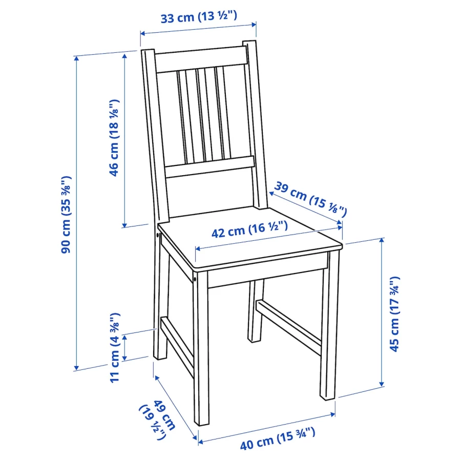 Стул деревянный - IKEA STEFAN, 90х42х49 см, черно-коричневый, СТЕФАН ИКЕА (изображение №8)