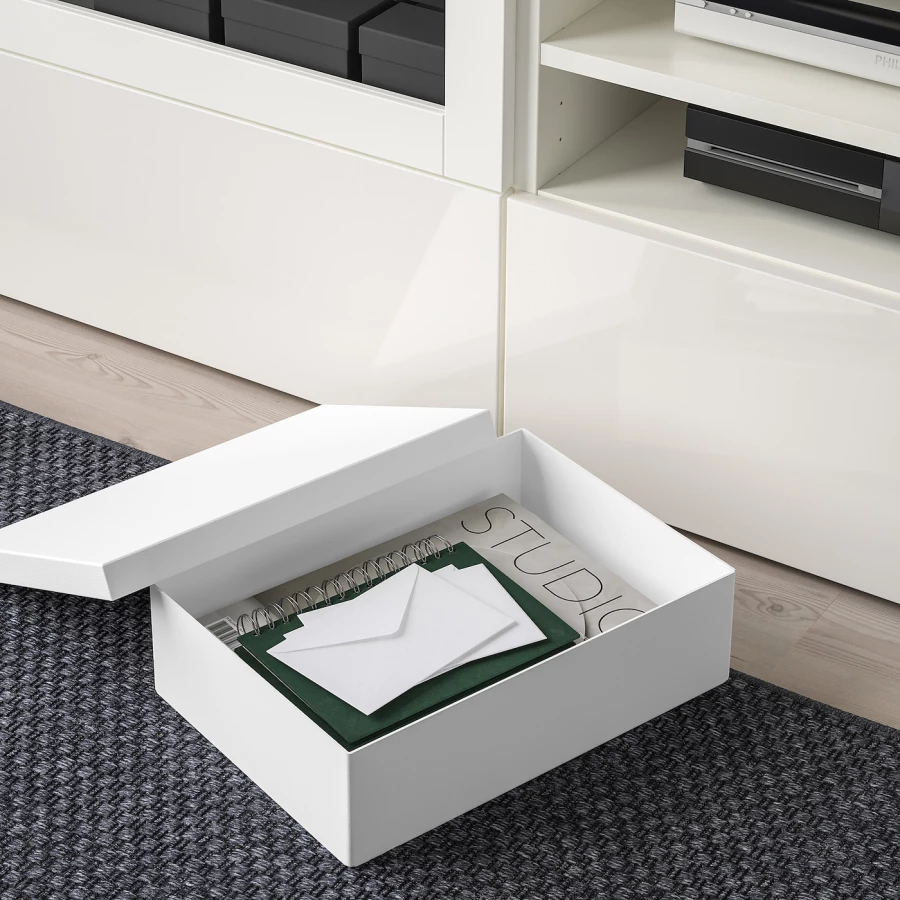Коробка с крышкой - TJENA IKEA/ ТЬЕНА ИКЕА, 35х24х10 см,  белый (изображение №3)