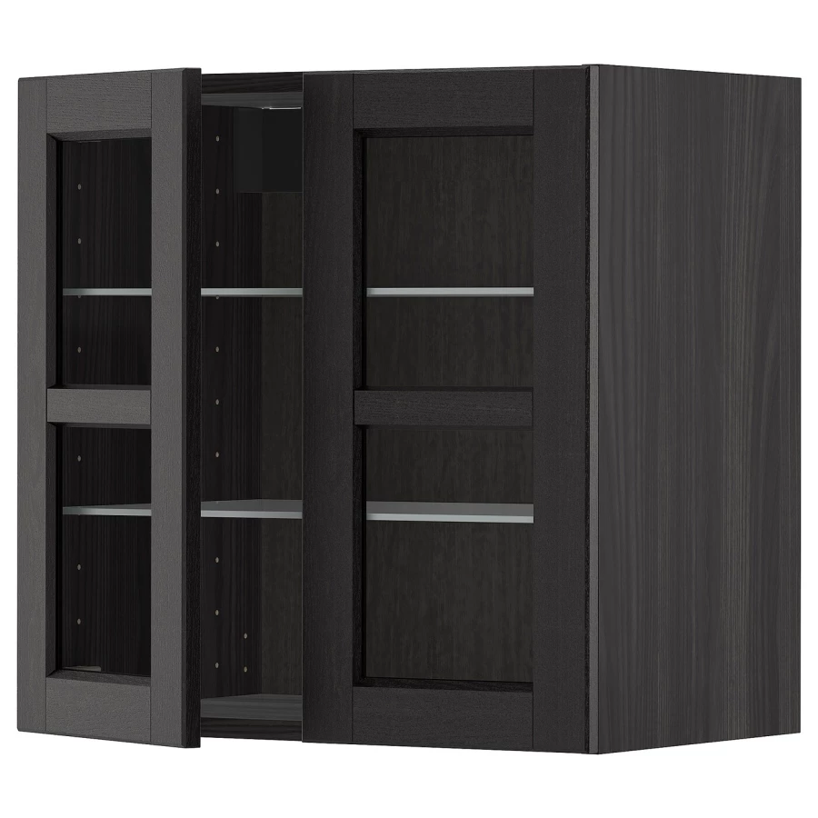 Шкаф и 2 стеклянные двери -  METOD IKEA/ МЕТОД ИКЕА, 60х60 см, черный (изображение №1)