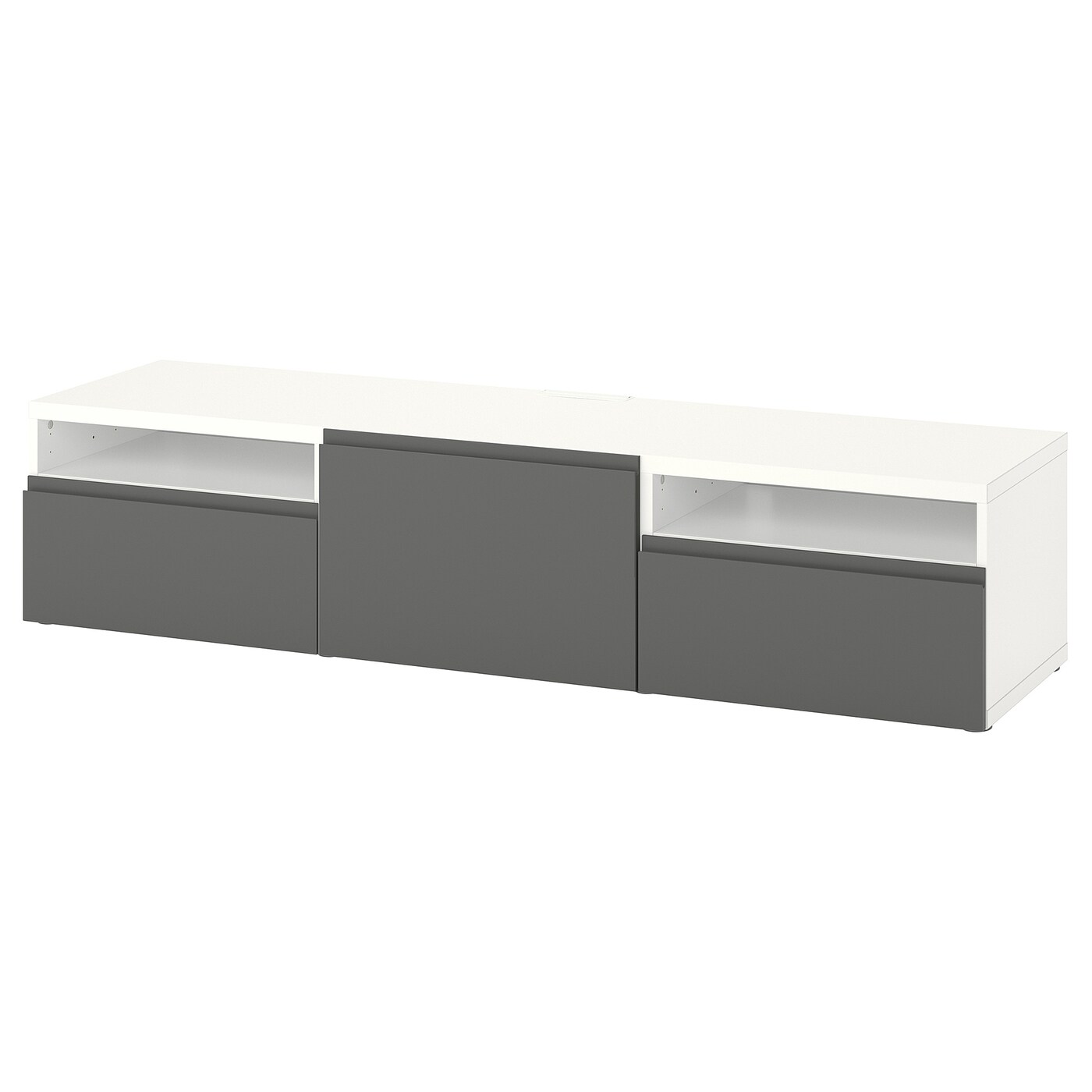 Тумба под ТВ с дверцами и ящиками - IKEA BESTÅ/BESTA/БЕСТО ИКЕА, 42х39х180 см, белый/темно-серый