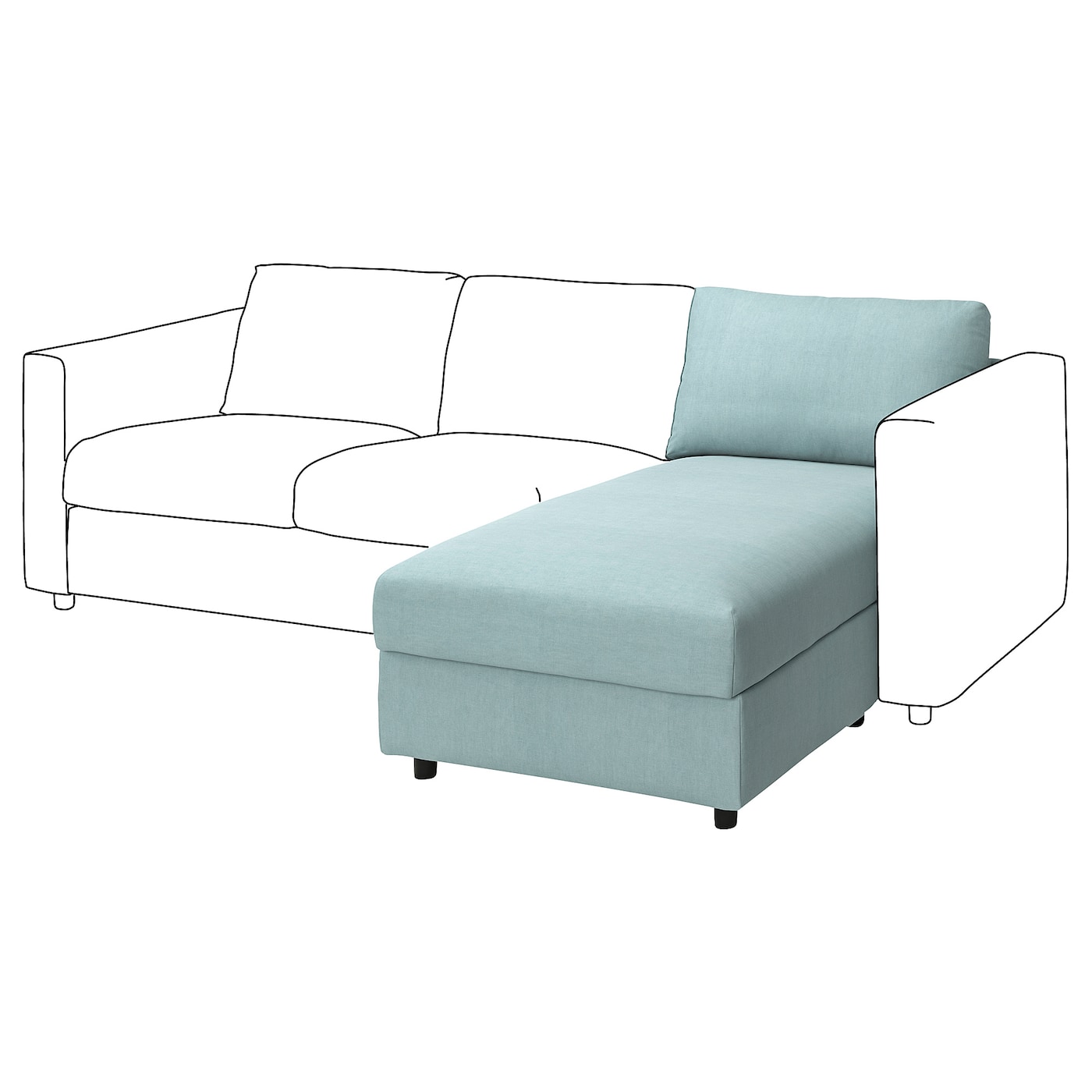 Чехол для 1-местной секции-кушетки дивана - IKEA VIMLE/ВИМЛЕ ИКЕА , голубой