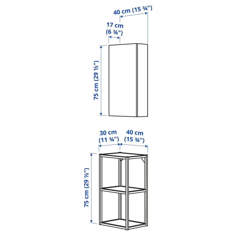 Комбинация для хранения - IKEA ENHET, 40х30х150 см, антрацит/серый, ЭНХЕТ ИКЕА (изображение №3)
