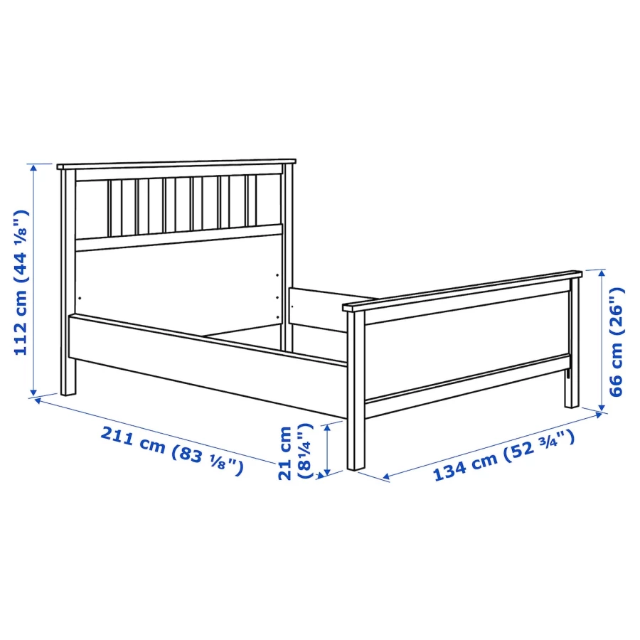 Кровать - IKEA HEMNES, 200х120 см, матрас жесткий, белая морилка, ХЕМНЭС ИКЕА (изображение №15)