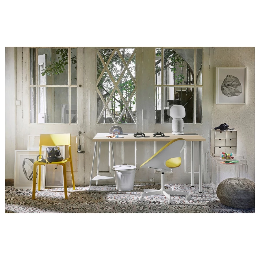 Письменный стол - IKEA LAGKAPTEN/TILLSLAG, 140х60 см, под беленый дуб/белый, ЛАГКАПТЕН/ТИЛЛЬСЛАГ ИКЕА (изображение №5)