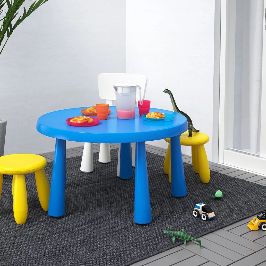 Стол детский - IKEA MAMMUT/МАММУТ  ИКЕА, 77x55 см, синий (изображение №2)