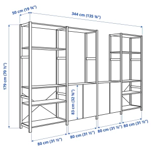 Стеллаж - IKEA IVAR, 344х50х179 см, сосна, ИВАР ИКЕА
