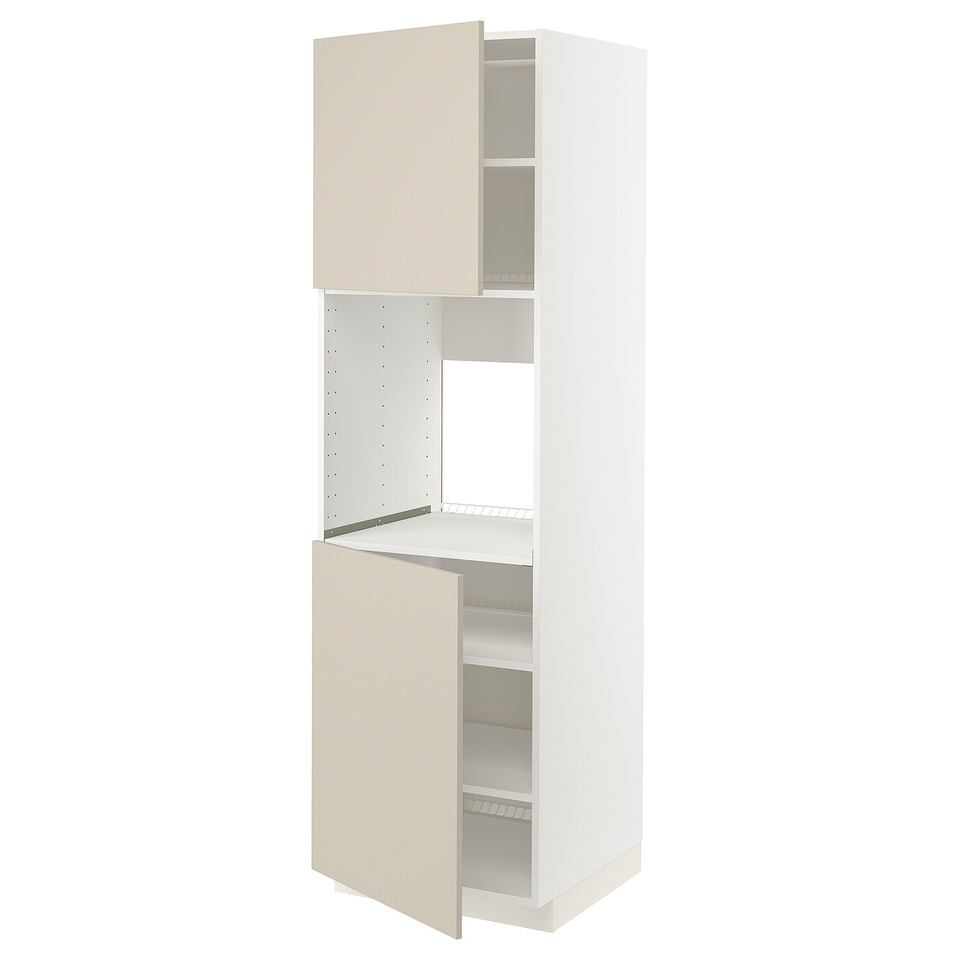 Кухонный шкаф-пенал - IKEA METOD/МЕТОД ИКЕА, 200х60х60 см, белый/бежевый
