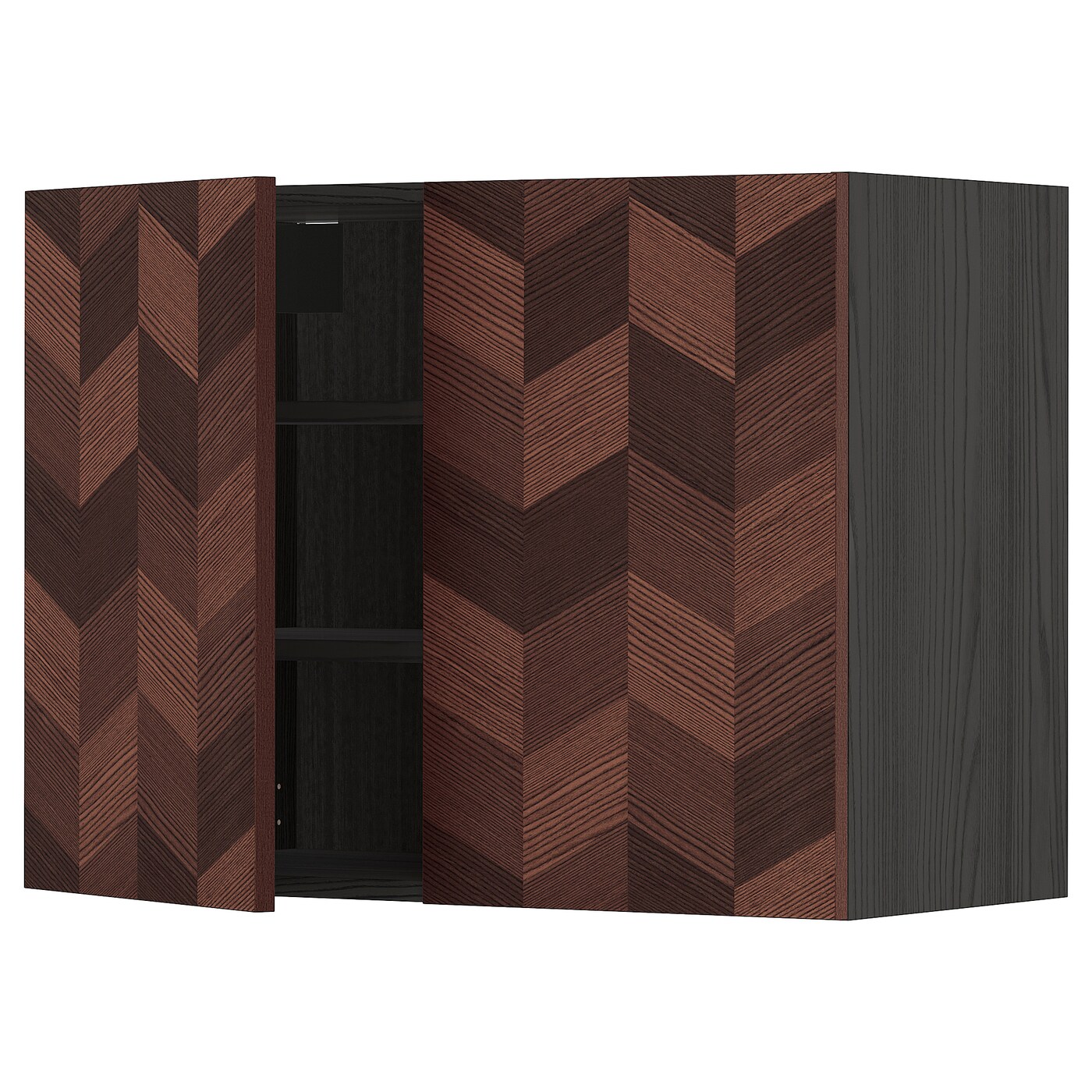 Навесной шкаф с полками/2 дверцы - METOD  IKEA/  МЕТОД ИКЕА, 60х80 см, черный/коричневый