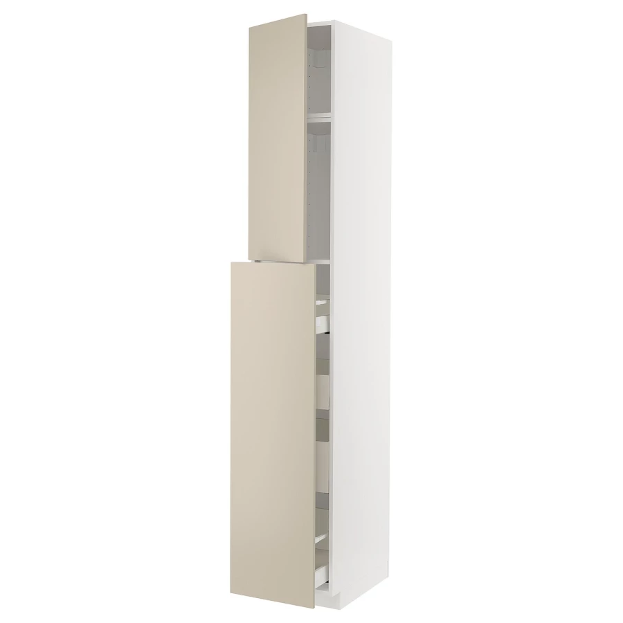 Высокий шкаф - IKEA METOD/MAXIMERA/МЕТОД/МАКСИМЕРА ИКЕА, 240х60х40 см, белый/бежевый (изображение №1)