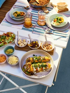 Второе фото. Поднос с 3 мисками - IKEA TYNGDLÖS/TYNGDLOS, бамбуковый, белый, ТИНГДЛЁС ИКЕА