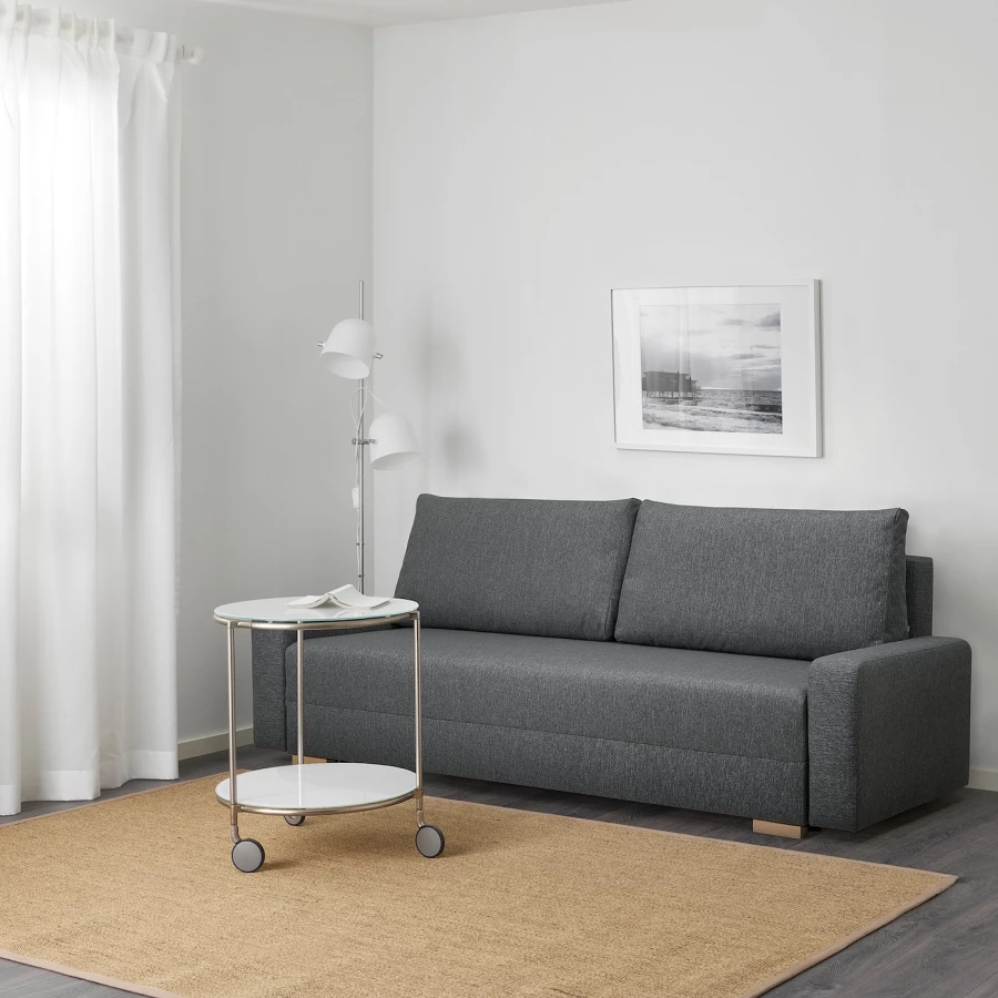3-местный диван-кровать - IKEA GRÄLVIKEN/GRALVIKEN, 74x86x225см, темно-серый, ГРЭЛВИКЕН ИКЕА (изображение №4)