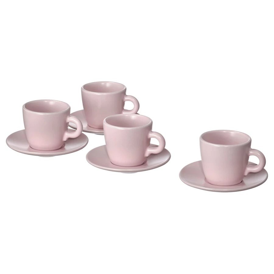 Чайный набор, 4 шт. - IKEA FÄRGKLAR/FARGKLAR, 70 мл, светло-розовый, ФЭРГКЛАР ИКЕА (изображение №1)