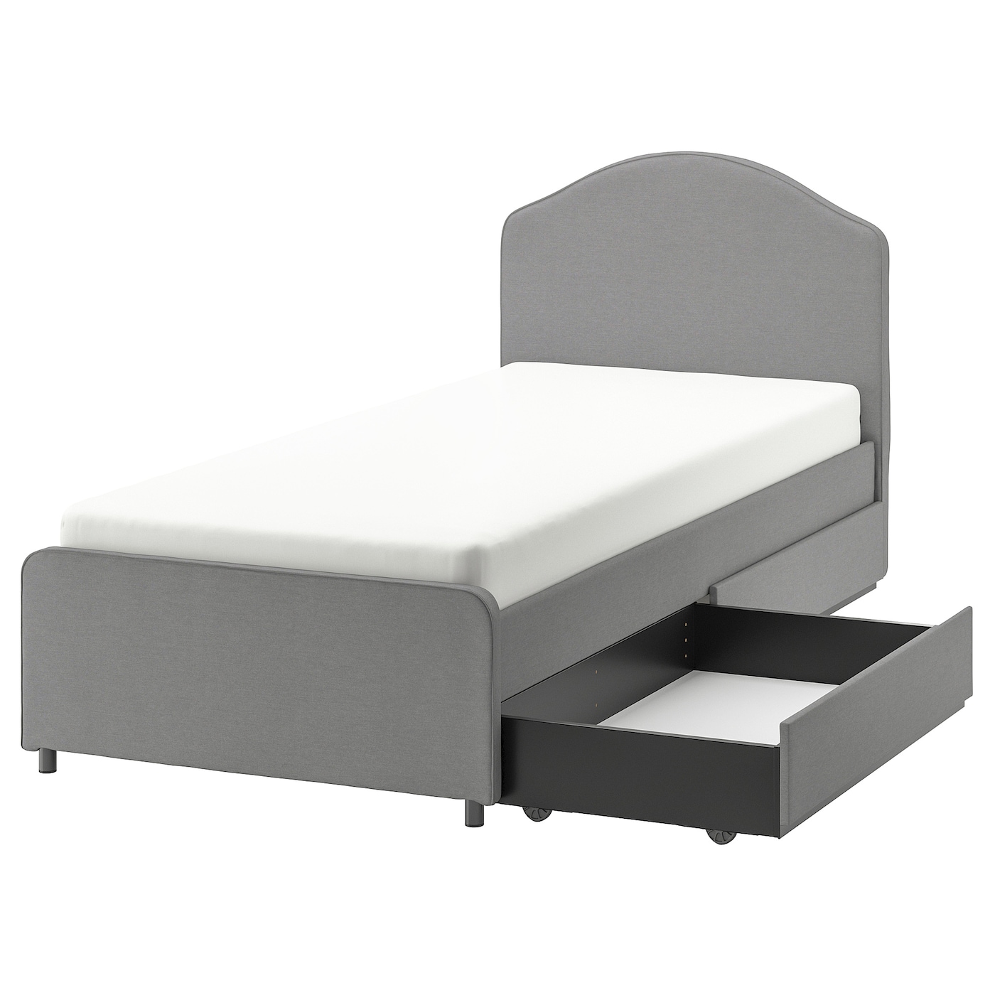 Мягкая кровать - IKEA HAUGA, 200х90 см, серый, ХАУГА ИКЕА