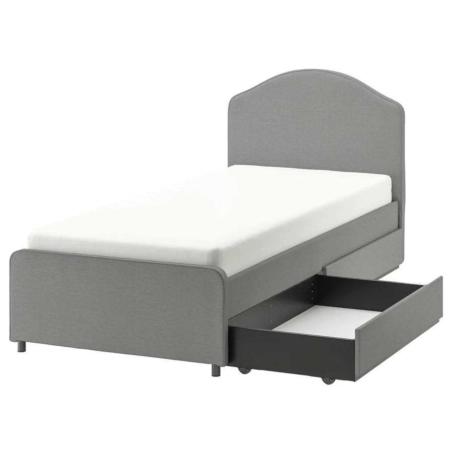 Мягкая кровать - IKEA HAUGA, 200х90 см, серый, ХАУГА ИКЕА (изображение №1)