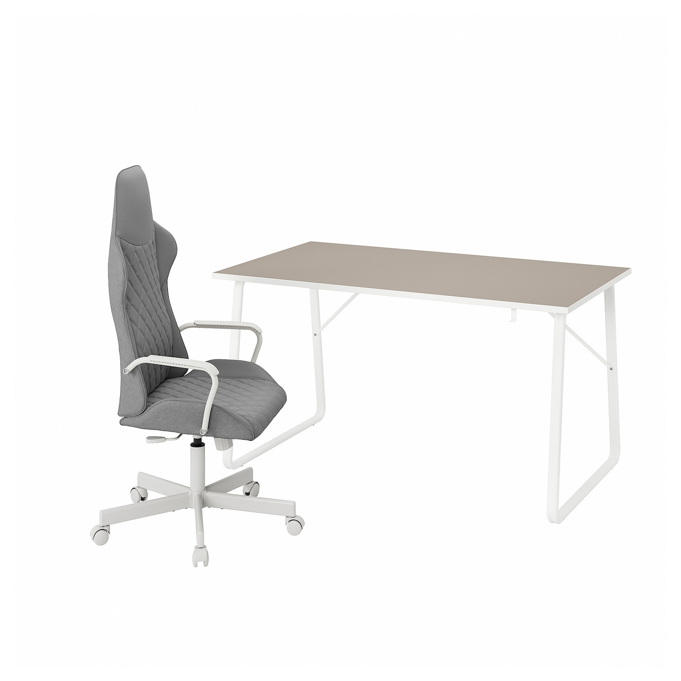 Игровой стол и стул - IKEA HUVUDSPELARE/UTESPELARE, 153х87х7 см, бежевый/серый, ИКЕА ХУВУДСПЕЛАРЕ/УТЕСПЕЛАРЕ