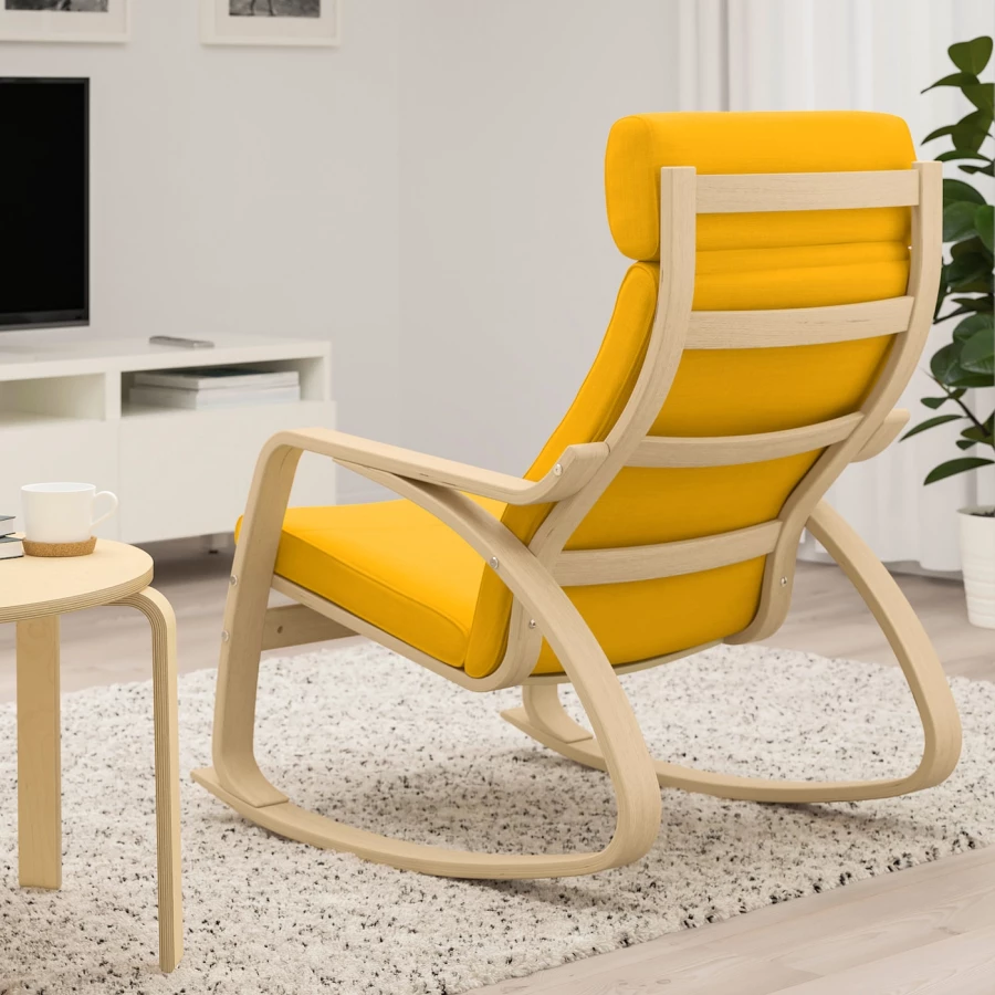 Кресло-качалка - IKEA POÄNG/POANG/ПОЭНГ ИКЕА, 68х94х95 см, жёлтый (изображение №3)