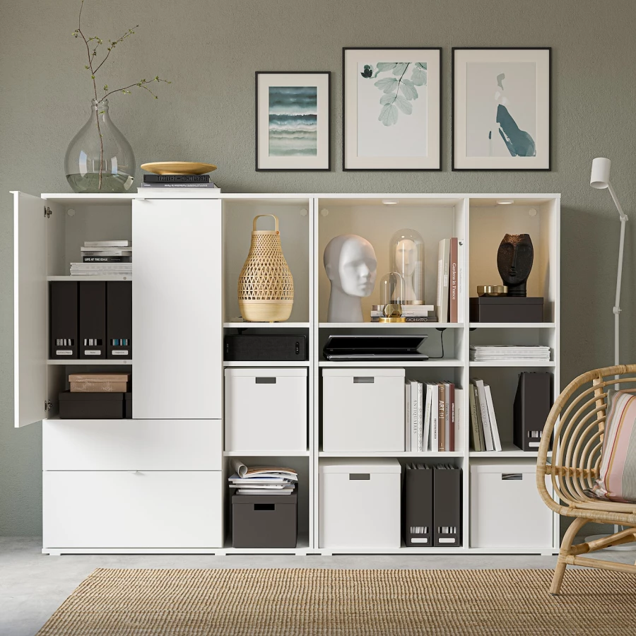 Шкаф  - VIHALS IKEA/ ВИХАЛС ИКЕА, 200x37x140 см, белый (изображение №4)