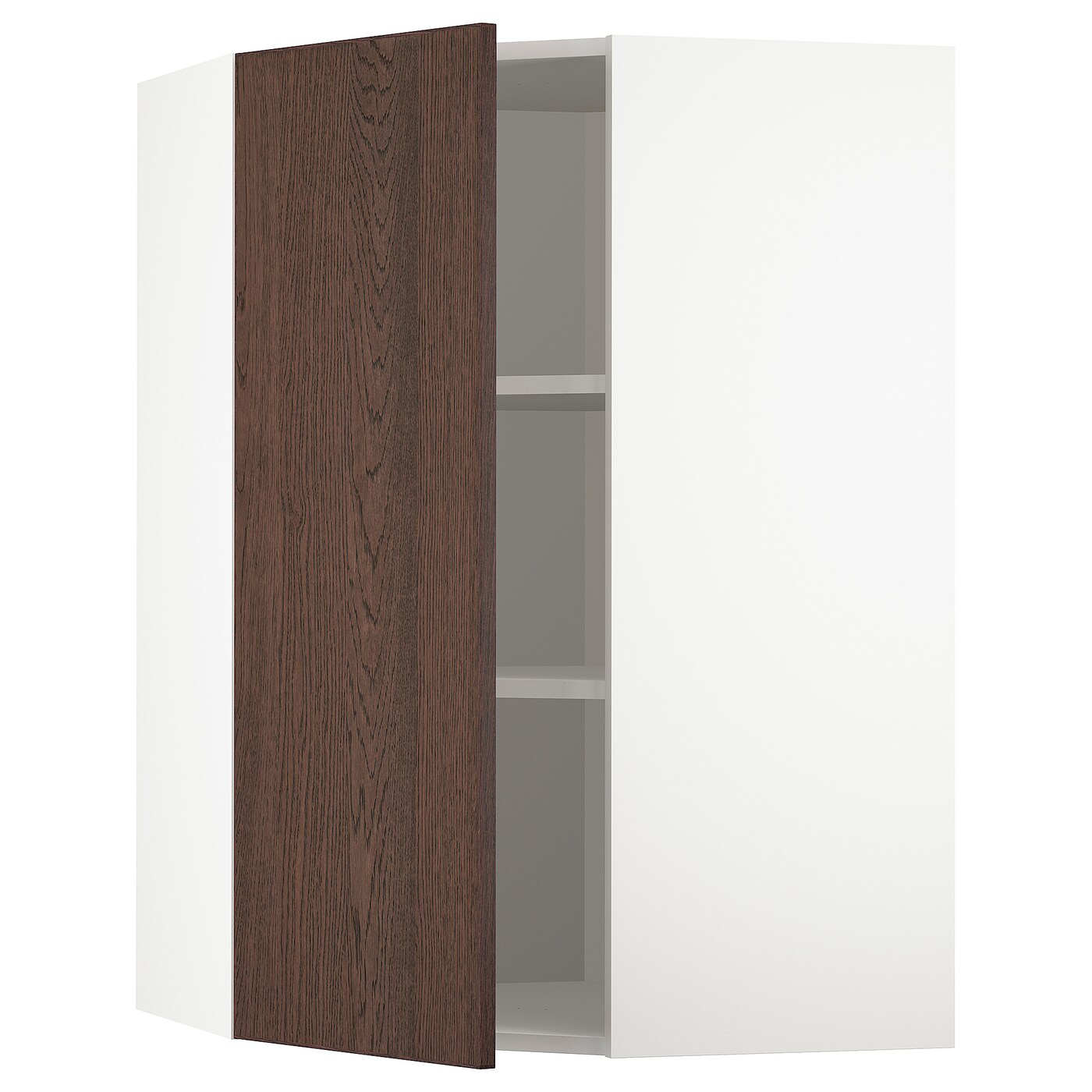 Угловой навесной шкаф с полками - METOD  IKEA/  МЕТОД ИКЕА, 100х68 см, белый/коричневый