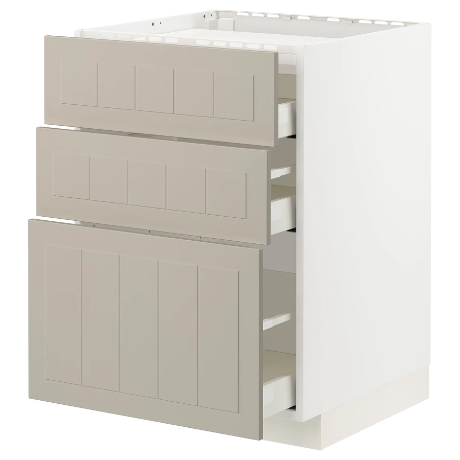 Напольный шкаф - IKEA METOD MAXIMERA, 88x62x60см, белый/темно-бежевый, МЕТОД МАКСИМЕРА ИКЕА (изображение №1)