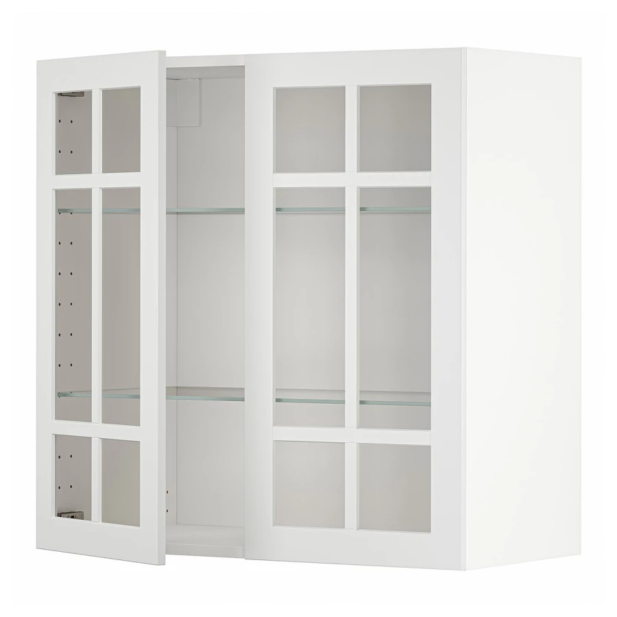Шкаф и 2 стеклянные двери -  METOD IKEA/ МЕТОД ИКЕА, 80х80 см, белый (изображение №1)