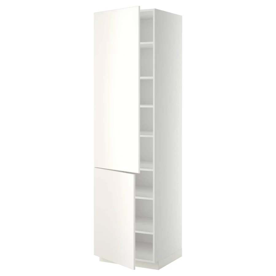 Высокий кухонный шкаф с полками - IKEA METOD/МЕТОД ИКЕА, 220х60х60 см, белый (изображение №1)