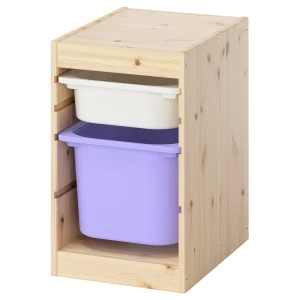 Шкаф с ящиком IKEA TROFAST/ТРУФАСТ ИКЕА, 34х44х52 см, под беленый дуб,белый/фиолетовый