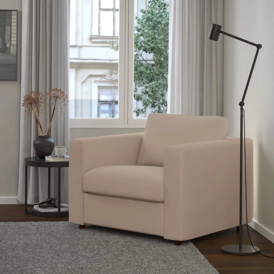 Кресло - IKEA VIMLE, 101х98х83 см, бежевый, ВИМЛЕ ИКЕА (изображение №2)