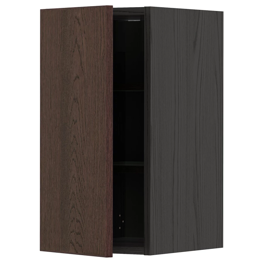 Навесной шкаф с полкой - METOD IKEA/ МЕТОД ИКЕА, 60х30 см, черный/коричневый (изображение №1)