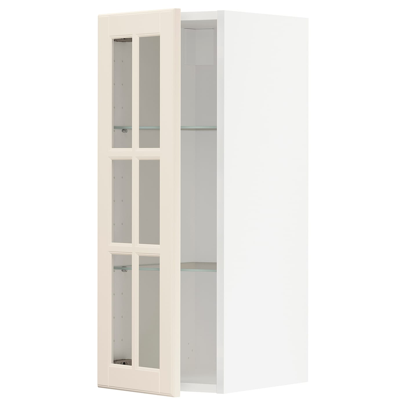 Шкаф со стеклянными дверцами - METOD  IKEA/  МЕТОД ИКЕА, 80х30 см, белый/кремовый
