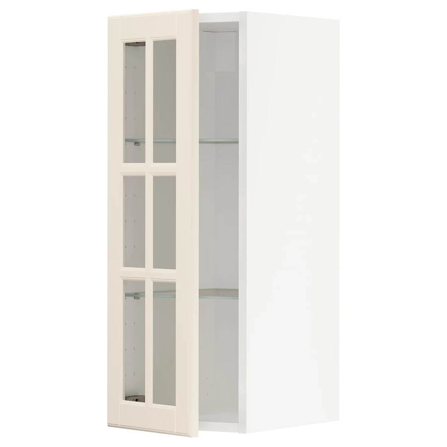 Шкаф со стеклянными дверцами - METOD  IKEA/  МЕТОД ИКЕА, 80х30 см, белый/кремовый (изображение №1)