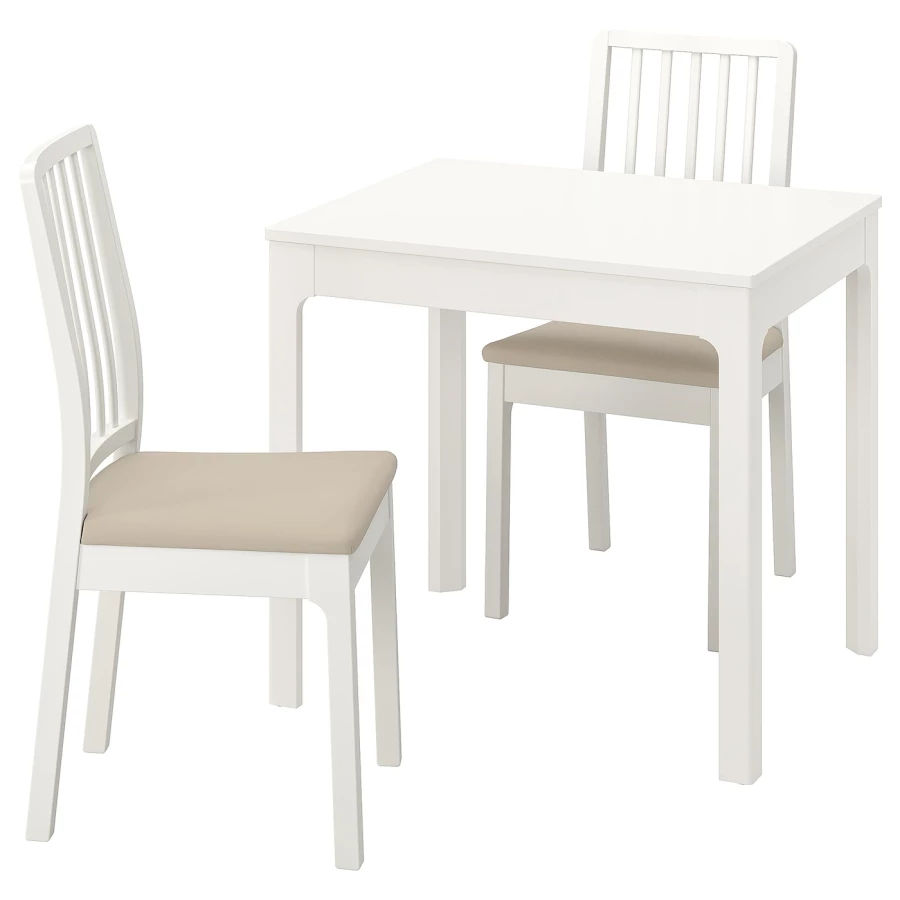 Стол и 2 стула - IKEA EKEDALEN/ЭКЕДАЛЕН ИКЕА, 120х80см, белый/бежевый (изображение №1)