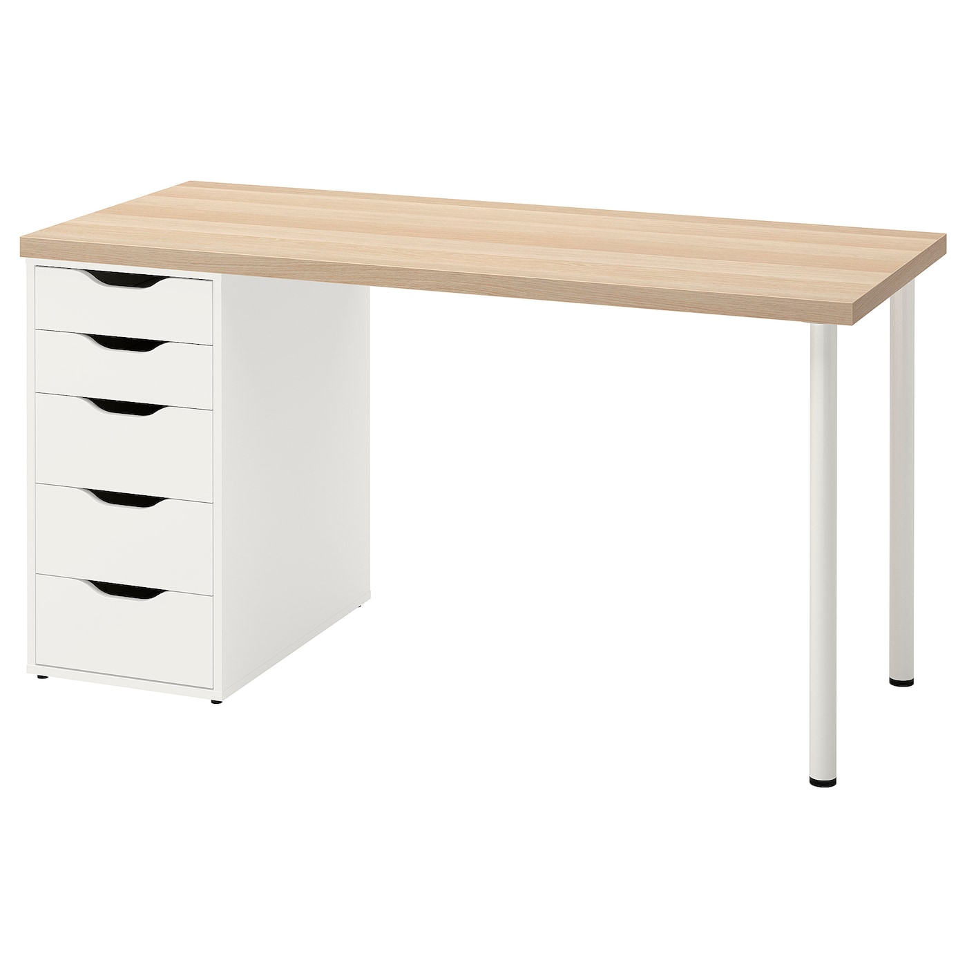 Письменный стол с ящиками - IKEA LAGKAPTEN/ALEX/ЛАГКАПТЕН/АЛЕКС ИКЕА, 140х60 см, под беленый дуб/белый,