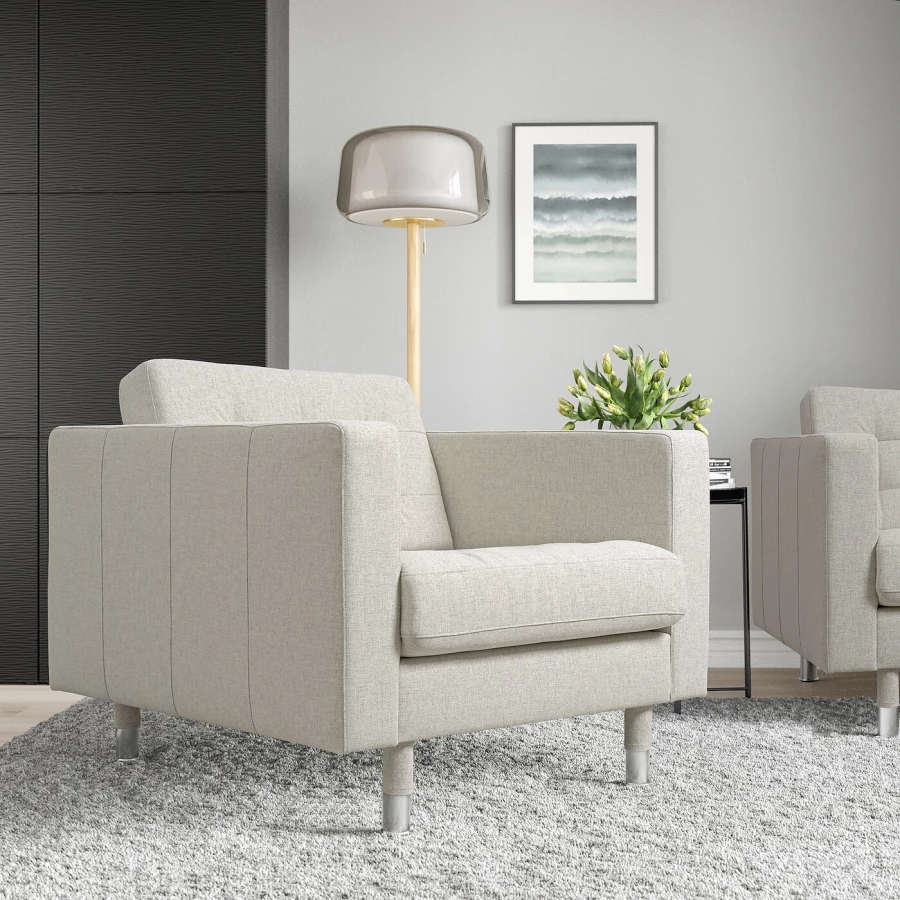 Кресло - IKEA LANDSKRONA, 89х89х78 см, светло-серый, ЛАНДСКРУНА ИКЕА (изображение №2)