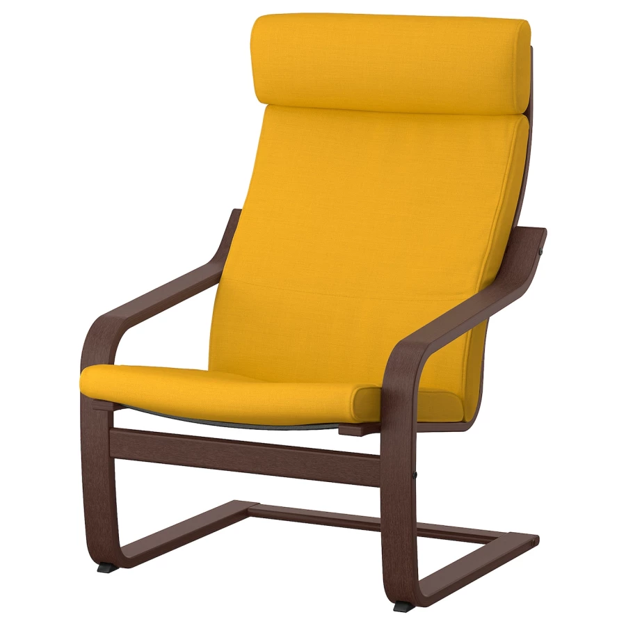 Кресло - IKEA POÄNG/POANG/ПОЭНГ ИКЕА, 68х82х100 см, жёлтый (изображение №1)