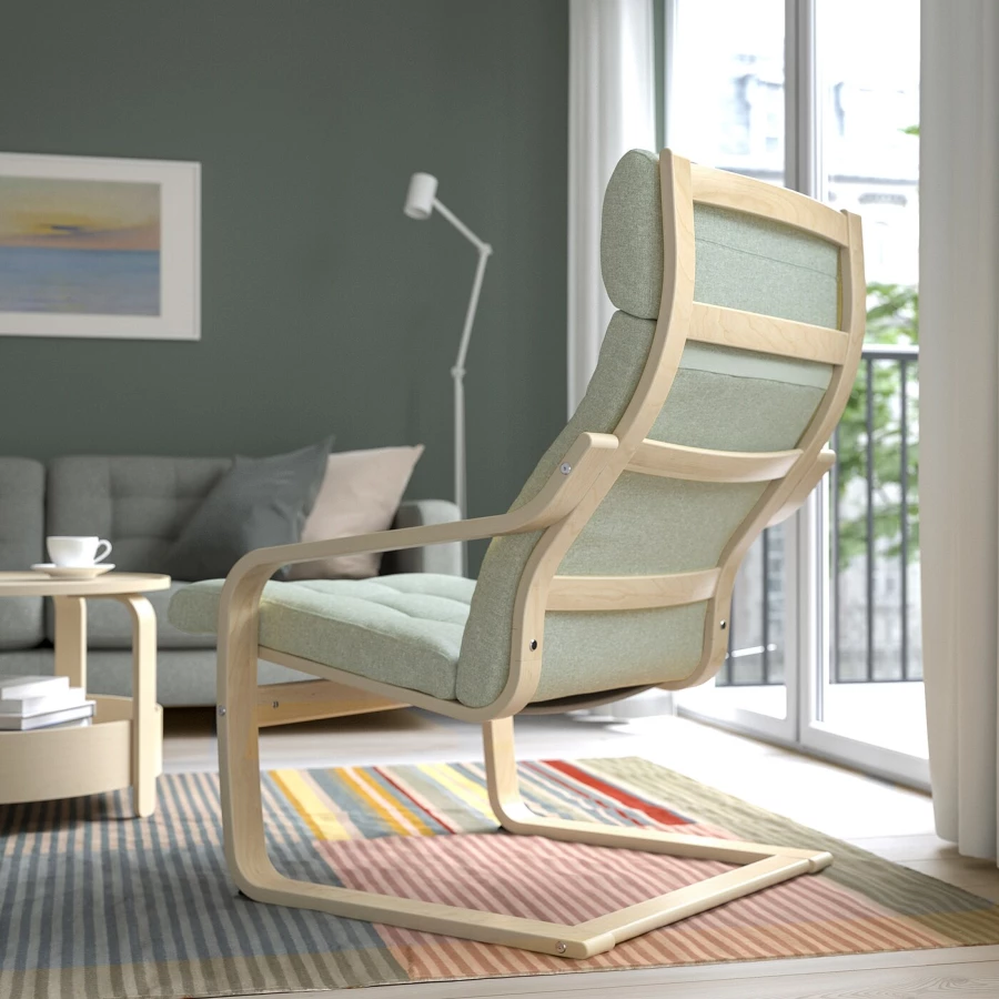 Кресло - IKEA POÄNG/POANG/ПОЭНГ ИКЕА, 68х82х100 см, серый (изображение №3)