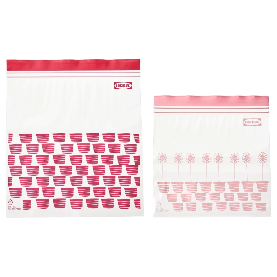 Пакет для продуктов, 50 шт. - IKEA ISTAD, 2.5 л/1.2 л, розовый, ИСТАД ИКЕА (изображение №1)