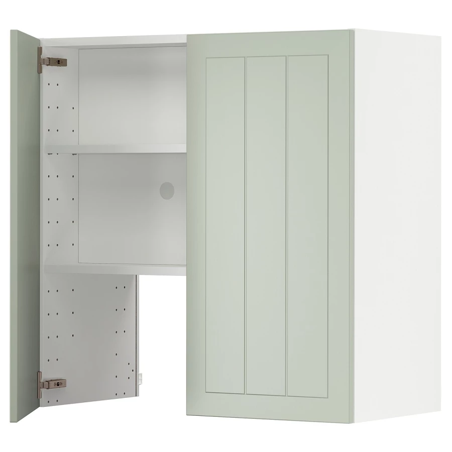 Навесной шкаф с полкой - METOD IKEA/ МЕТОД ИКЕА, 80х80 см, белый/зеленый (изображение №1)