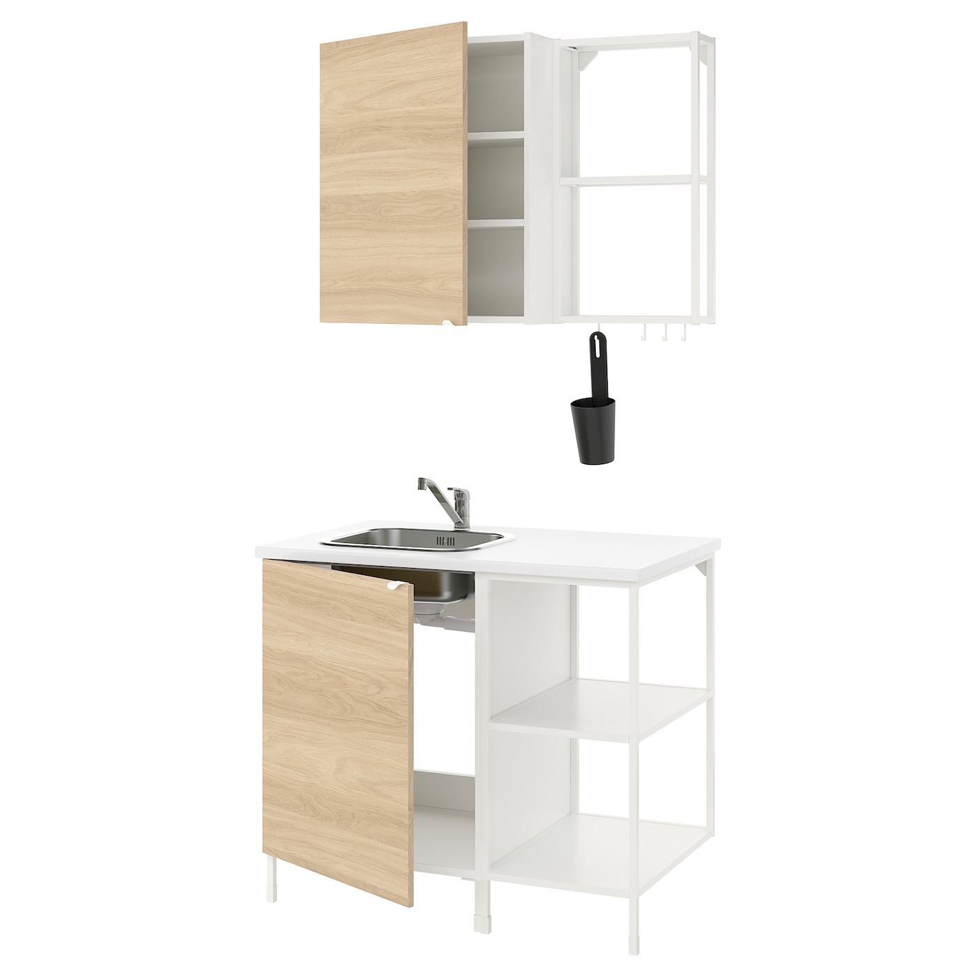 Кухонная комбинация для хранения вещей - ENHET  IKEA/ ЭНХЕТ ИКЕА, 103x63,5x222 см, белый/бежевый