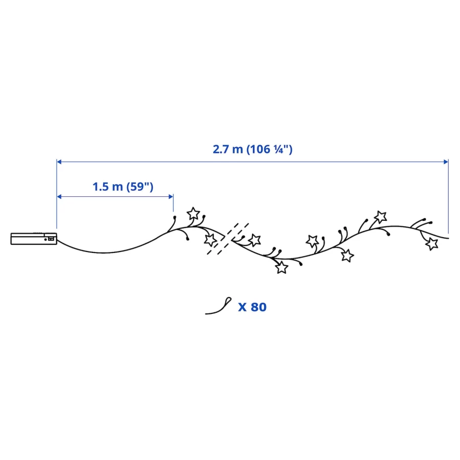 STRÅLA Светодиодная световая цепь ИКЕА (изображение №5)