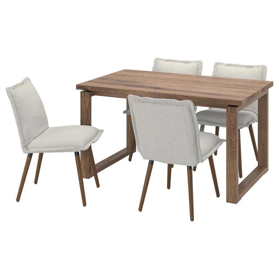Стол и 4 стула - MÖRBYLÅNGA / KLINTEN/ MОRBYLАNGA IKEA/  МЁРБИЛОНГА / КЛИНТЕН ИКЕА,  140х85  см,  коричневый/ серый (изображение №1)