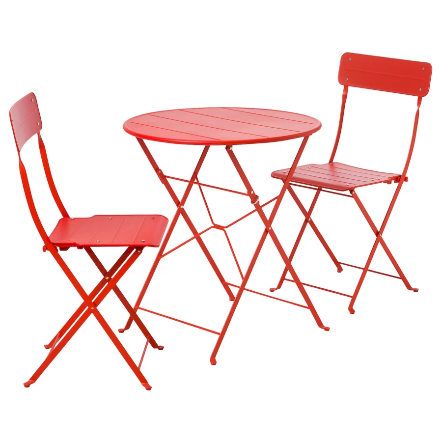 Стол + 2 стула  - SUNDSÖ/ SUNDSО IKEA/ СУНДСЕ ИКЕА, 71,5х69 см, красный (изображение №1)