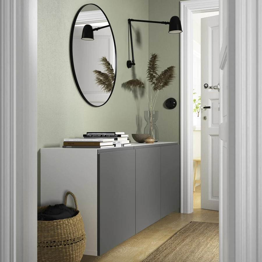 Навесной шкаф - IKEA BESTÅ/BESTA, 180x42x64 см, серый, БЕСТО ИКЕА (изображение №2)