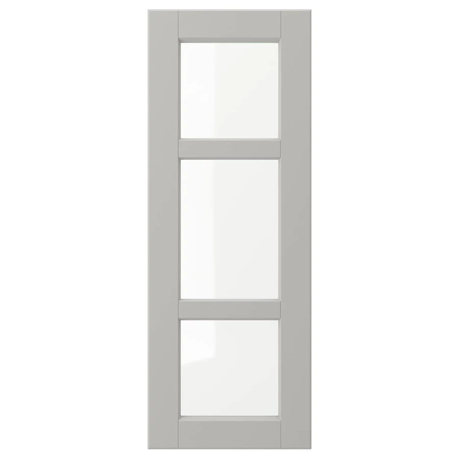 Дверца со стеклом - IKEA LERHYTTAN, 80х30 см, светло-серый, ЛЕРХЮТТАН ИКЕА (изображение №1)