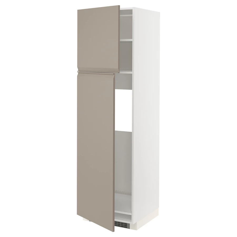 Кухонный шкаф-пенал - IKEA METOD/МЕТОД ИКЕА, 200х60х60 см, белый/темно-бежевый (изображение №1)