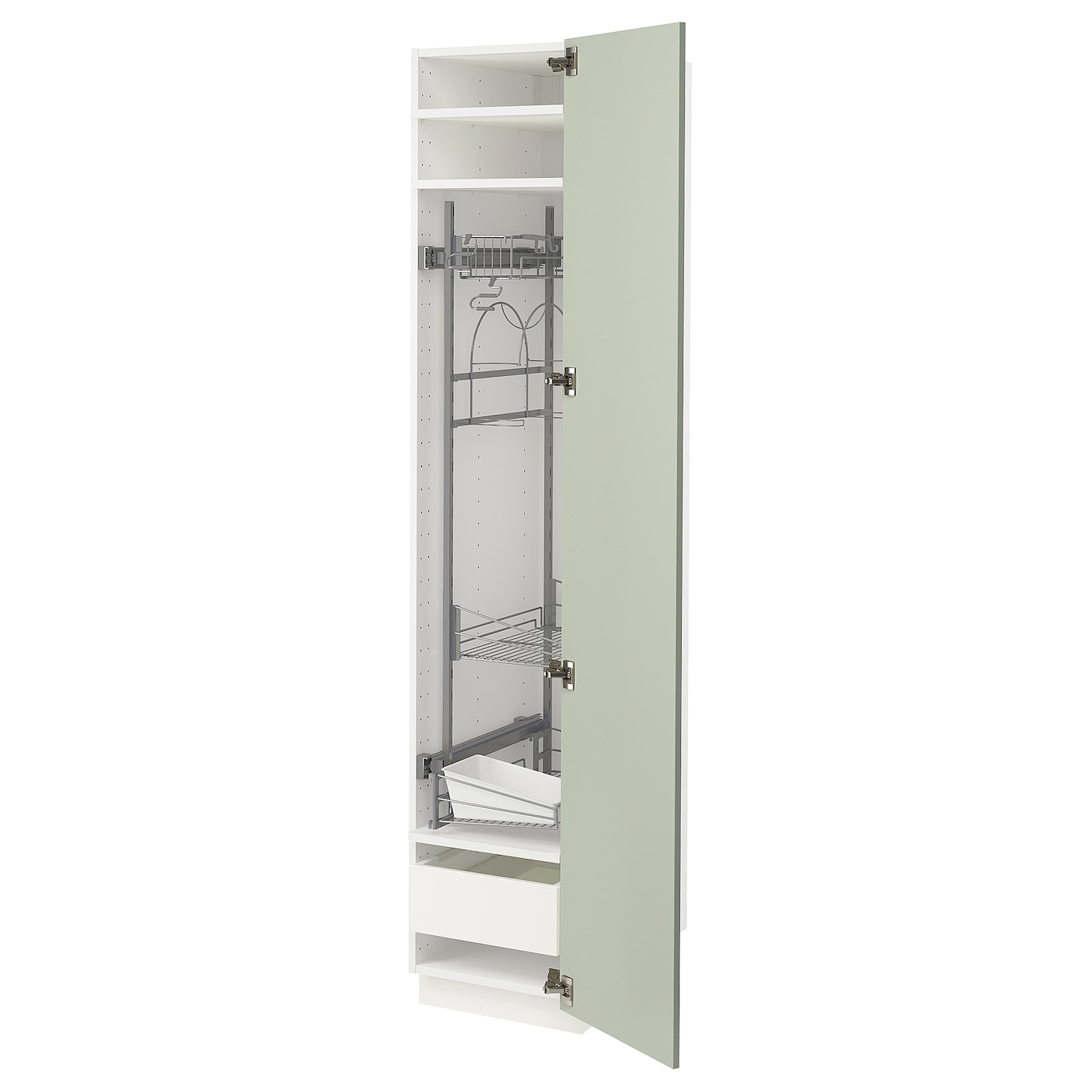Высокий шкаф/бытовой - IKEA METOD/MAXIMERA/МЕТОД/МАКСИМЕРА ИКЕА, 200х60х40 см, белый/зеленый