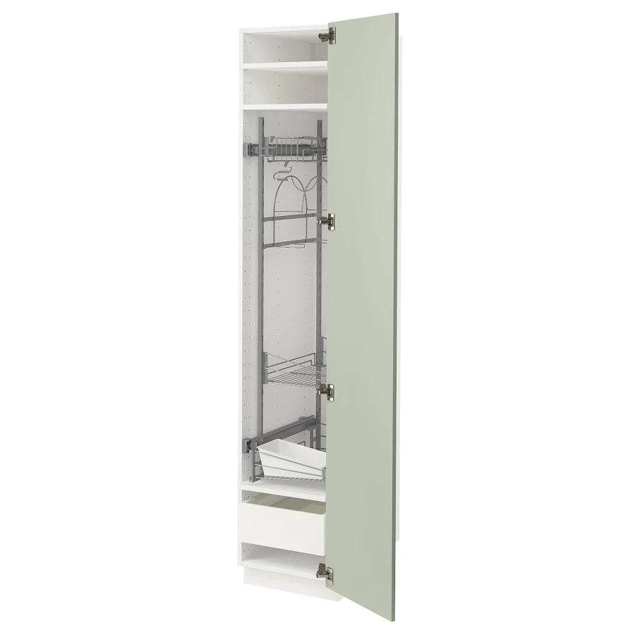 Высокий шкаф/бытовой - IKEA METOD/MAXIMERA/МЕТОД/МАКСИМЕРА ИКЕА, 200х60х40 см, белый/зеленый (изображение №1)