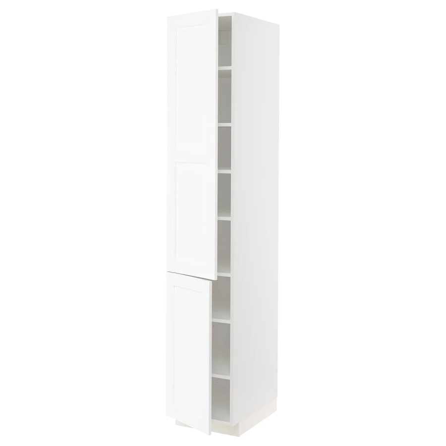 Высокий кухонный шкаф с полками - IKEA METOD/МЕТОД ИКЕА, 220х60х40 см, белый (изображение №1)