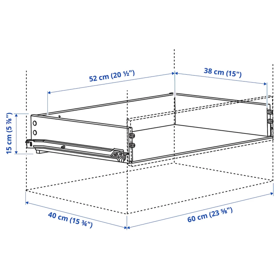 Ящик без фасада - IKEA KONSTRUERA/КОНСТРУЕРА ИКЕА, 15х38х52 см, белый (изображение №2)
